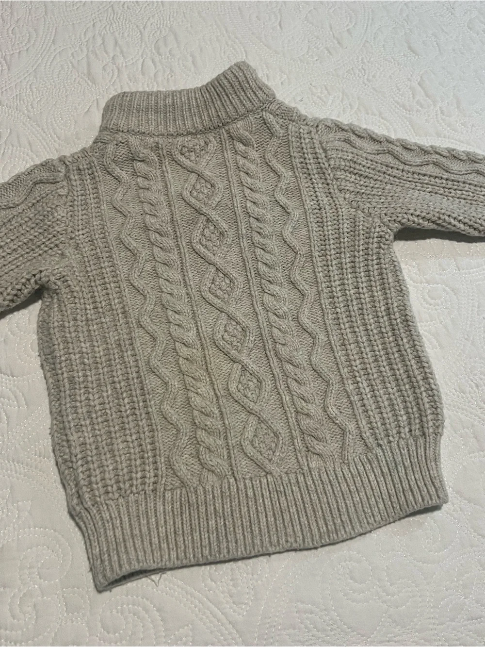 GAP Cream/Oatmeal Chunky Cable Knit Sherpa-Lined Collar Sweater 4T